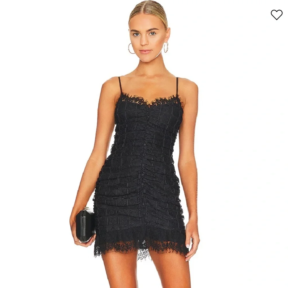 NWT For Love & Lemons Samira Laced Mini Dress Size XL Black - Picture 3 of 6